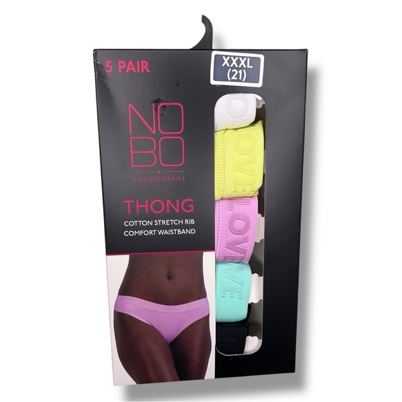 NEW Size 21 Juniors Thong Set Of 5 Panties Underwear XXXL Multicolor Colorful - Picture 1 of 12